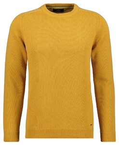 Ragman Knitted Round Neck Garment Wash Trui Pumpkin