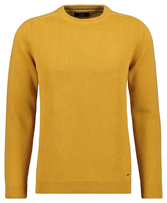 Ragman Knitted Round Neck Garment Wash Trui Pumpkin