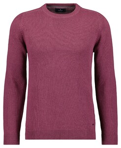 Ragman Knitted Round Neck Garment Wash Trui Rose Wine