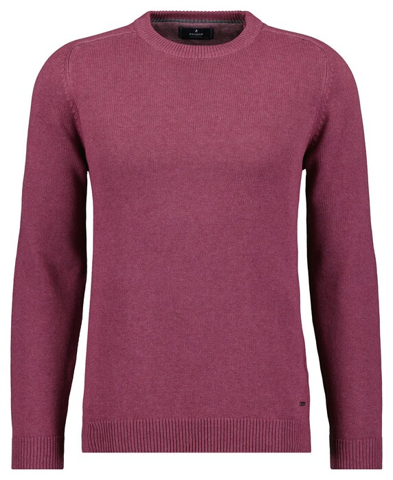 Ragman Knitted Round Neck Garment Wash Trui Rose Wine