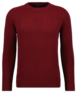 Ragman Knitted Round Neck Garment Wash Trui Wijnrood