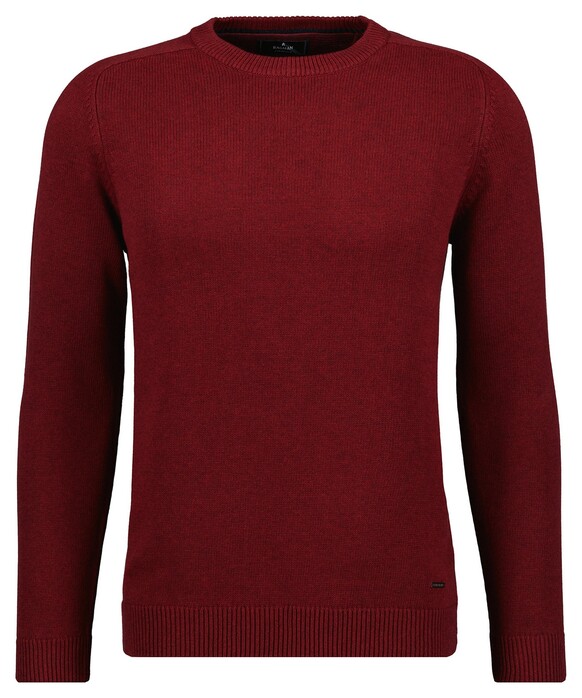 Ragman Knitted Round Neck Garment Wash Trui Wijnrood