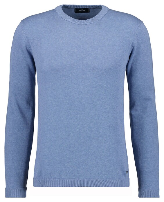 Ragman Lightweight Cotton Knit Uni Color Trui Licht Blauw