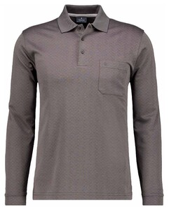 Ragman Long Sleeve Overdyed Jacquard Polo Antraciet