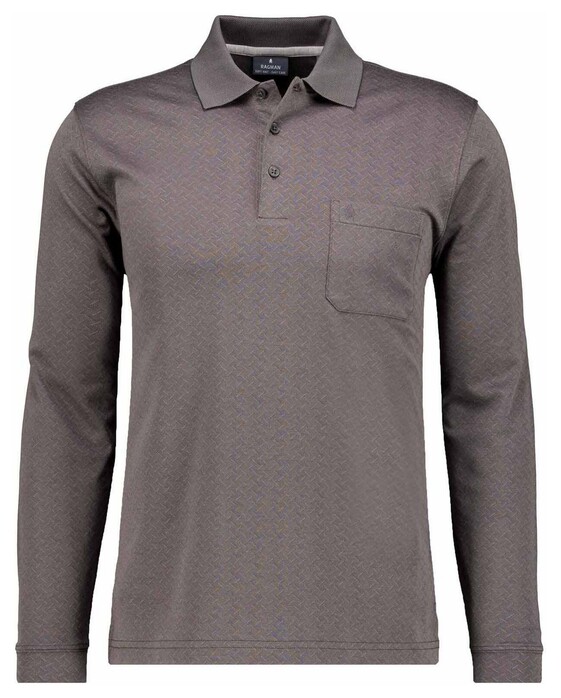 Ragman Long Sleeve Overdyed Jacquard Polo Antraciet
