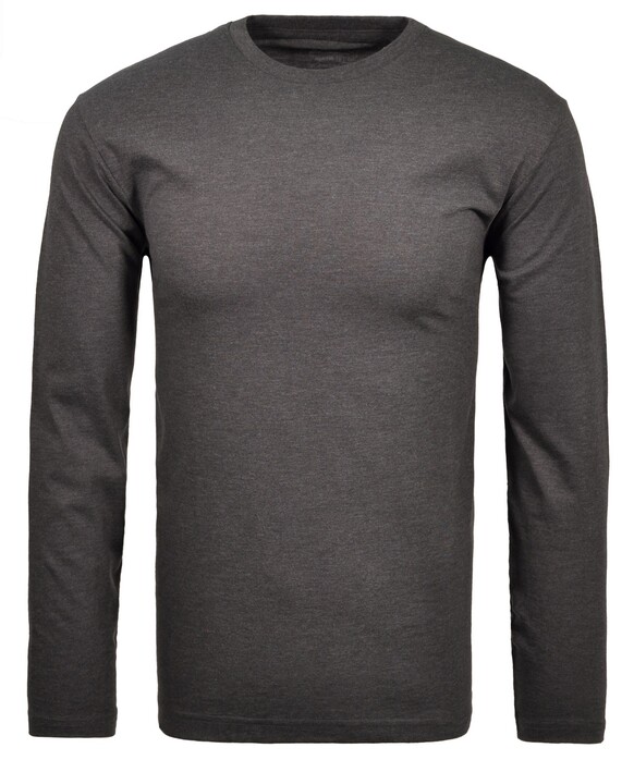 Ragman Long Sleeve Round Neck Cotton T-Shirt Antraciet