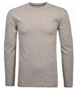 Ragman Long Sleeve Round Neck Cotton T-Shirt Grijs Melange