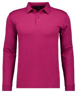 Ragman Long Sleeve Uni Cotton Poloshirt Berry