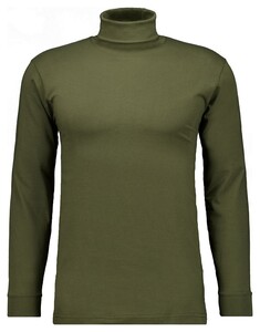 Ragman Long Sleeve Uni Rollneck T-Shirt Single Jersey Dark Green Melange