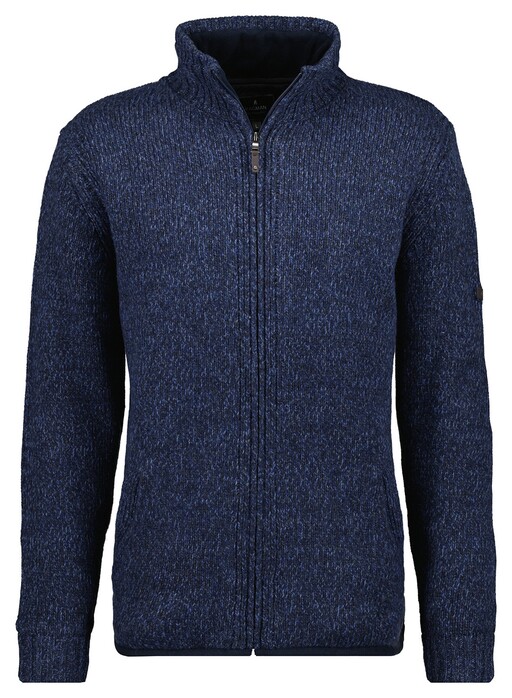 Ragman Melange Cardigan Fleece Lined Duo Side Pocket Vest Marine