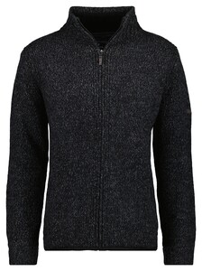 Ragman Melange Cardigan Fleece Lined Duo Side Pocket Vest Zwart