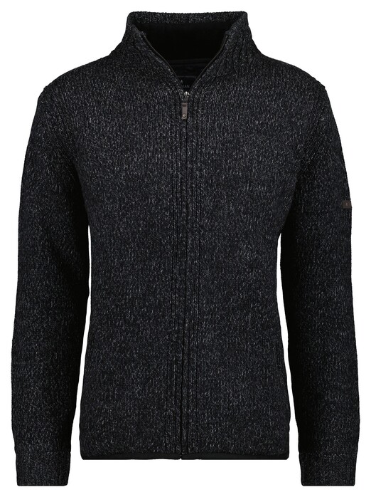 Ragman Melange Cardigan Fleece Lined Duo Side Pocket Vest Zwart