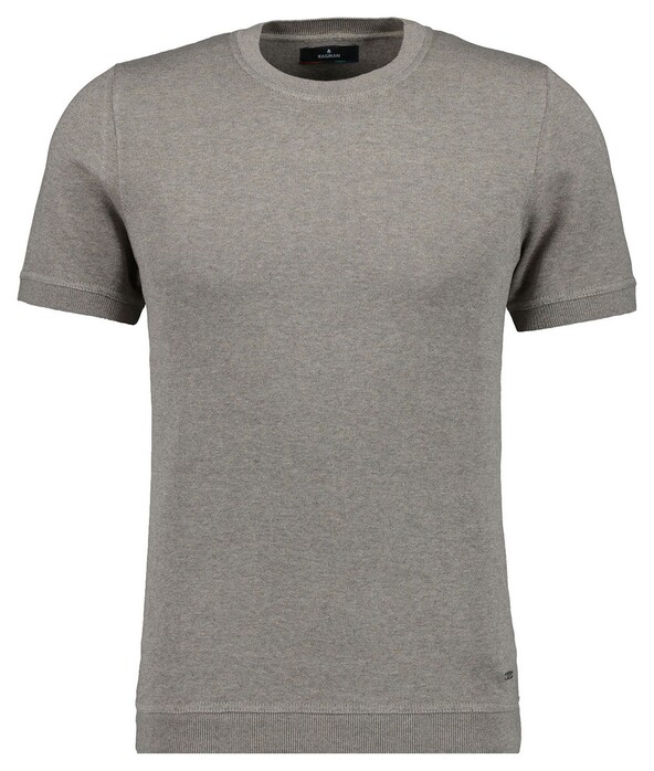 Ragman Melange Cotton Knit Round Neck Short Sleeve Pullover Walnut