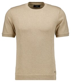 Ragman Melange Cotton Knit Round Neck Short Sleeve Trui Beige Melange