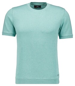 Ragman Melange Cotton Knit Round Neck Short Sleeve Trui Licht Groen