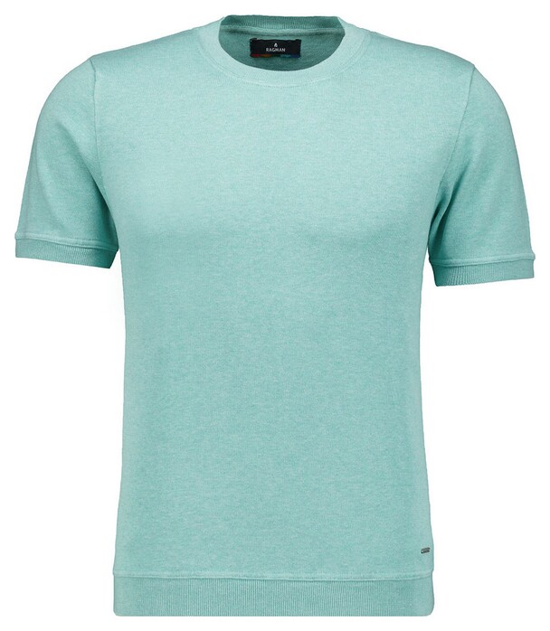 Ragman Melange Cotton Knit Round Neck Short Sleeve Trui Licht Groen