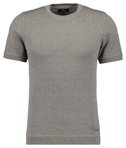 Ragman Melange Cotton Knit Round Neck Short Sleeve Trui Walnut