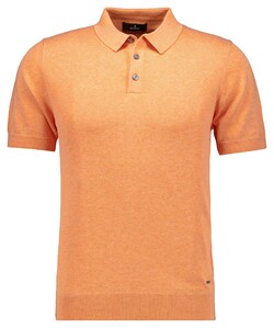 Ragman Melange Cotton Knit Short Sleeve Polo Collar Trui Abrikoos