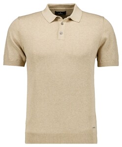 Ragman Melange Cotton Knit Short Sleeve Polo Collar Trui Beige Melange