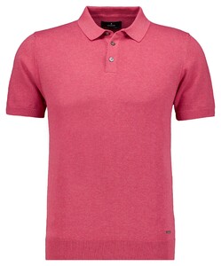 Ragman Melange Cotton Knit Short Sleeve Polo Collar Trui Bright Red