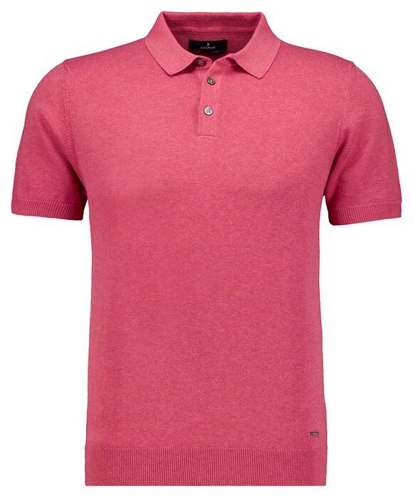 Ragman Melange Cotton Knit Short Sleeve Polo Collar Trui Bright Red