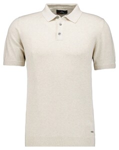 Ragman Melange Cotton Knit Short Sleeve Polo Collar Trui Ecru