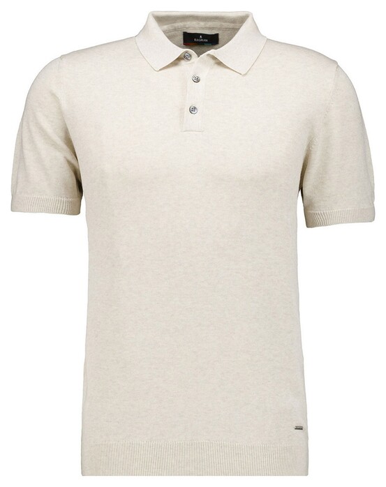 Ragman Melange Cotton Knit Short Sleeve Polo Collar Trui Ecru