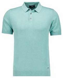 Ragman Melange Cotton Knit Short Sleeve Polo Collar Trui Licht Groen
