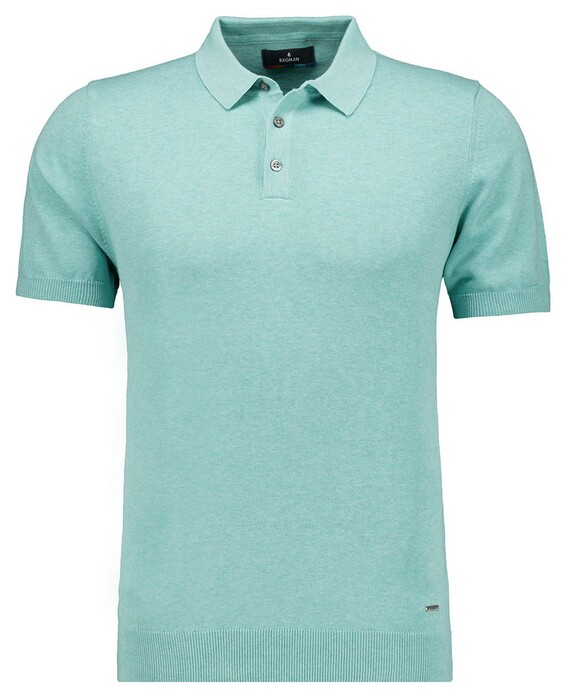 Ragman Melange Cotton Knit Short Sleeve Polo Collar Trui Licht Groen