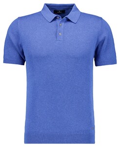 Ragman Melange Cotton Knit Short Sleeve Polo Collar Trui Royal Blue