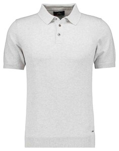 Ragman Melange Cotton Knit Short Sleeve Polo Collar Trui Silver