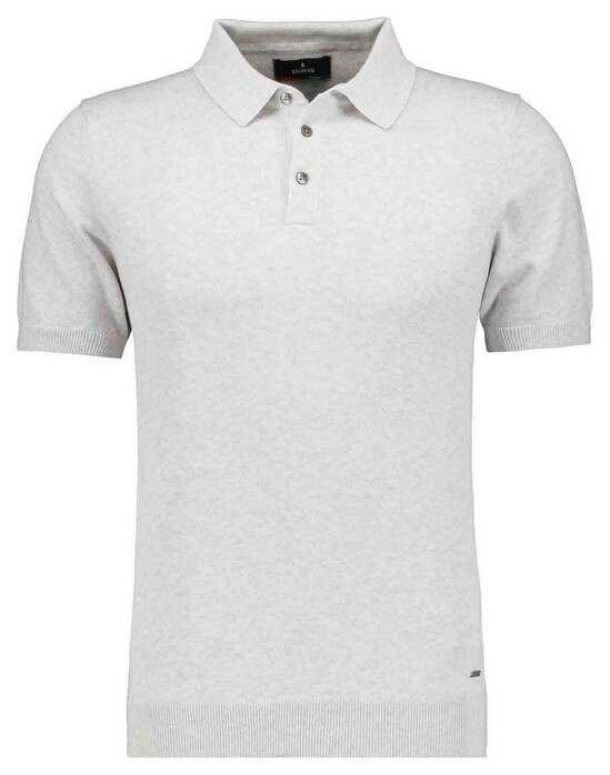Ragman Melange Cotton Knit Short Sleeve Polo Collar Trui Silver