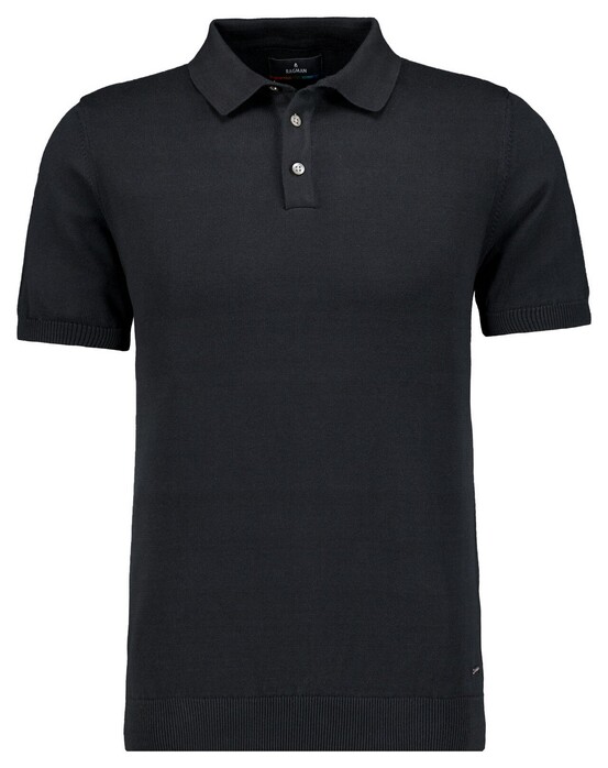 Ragman Melange Cotton Knit Short Sleeve Polo Collar Trui Zwart