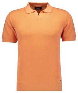 Ragman Melange Resort Collar Short Sleeve Cotton Knit Trui Abrikoos