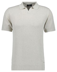Ragman Melange Resort Collar Short Sleeve Cotton Knit Trui Ecru