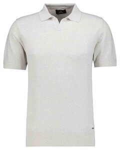 Ragman Melange Resort Collar Short Sleeve Cotton Knit Trui Silver