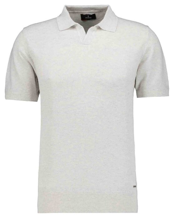 Ragman Melange Resort Collar Short Sleeve Cotton Knit Trui Silver