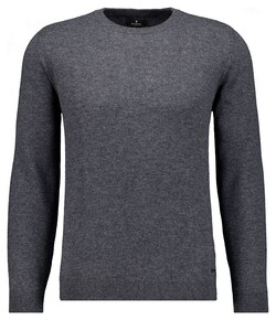 Ragman Mélange Round Neck Merino Cashmere Knit Trui Antraciet