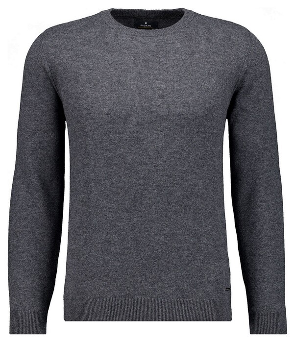 Ragman Mélange Round Neck Merino Cashmere Knit Trui Antraciet
