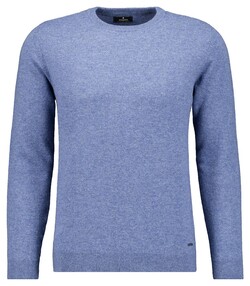 Ragman Mélange Round Neck Merino Cashmere Knit Trui Duivenblauw