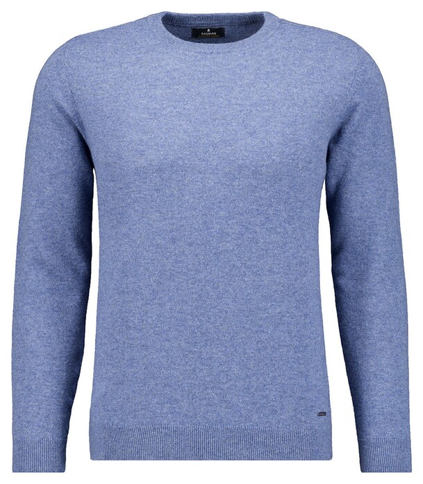 Ragman Mélange Round Neck Merino Cashmere Knit Trui Duivenblauw