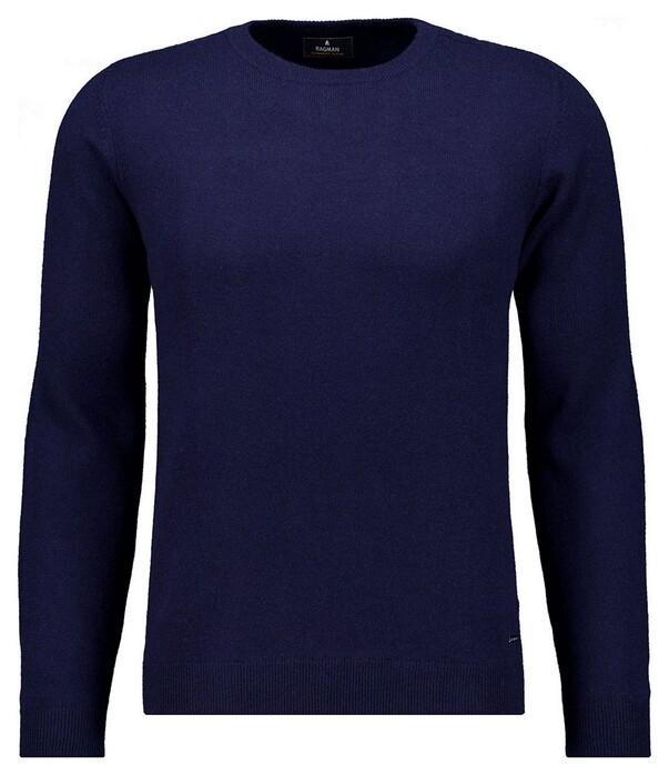 Ragman Mélange Round Neck Merino Cashmere Knit Trui Marine