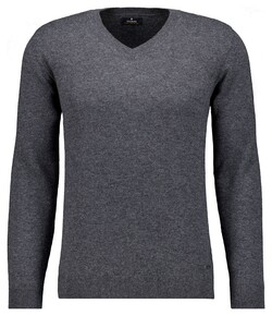 Ragman Mélange Uni Color V-Neck Merino Cashmere Knit Trui Antraciet