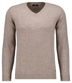 Ragman Mélange Uni Color V-Neck Merino Cashmere Knit Trui Camel