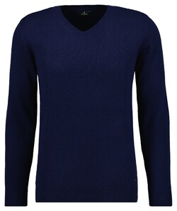 Ragman Mélange Uni Color V-Neck Merino Cashmere Knit Trui Marine