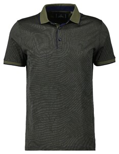 Ragman Mercerized Cotton Fantasy Leaf Pattern Poloshirt Thyme