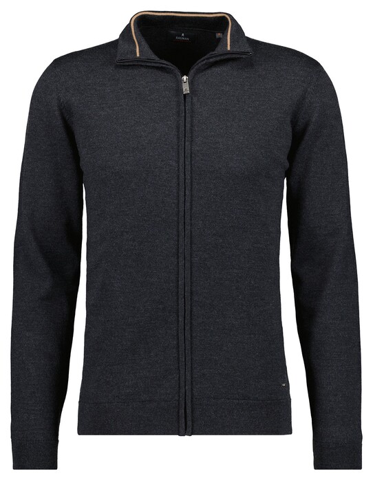 Ragman Merino Wool Knit Cardigan Asphalt