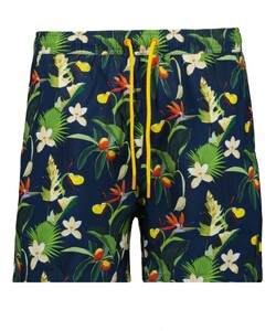 Ragman Multicolor Leaves Floral Pattern Swim Short Blauw-Multi