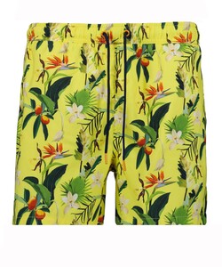 Ragman Multicolor Leaves Floral Pattern Swim Short Geel-Multi