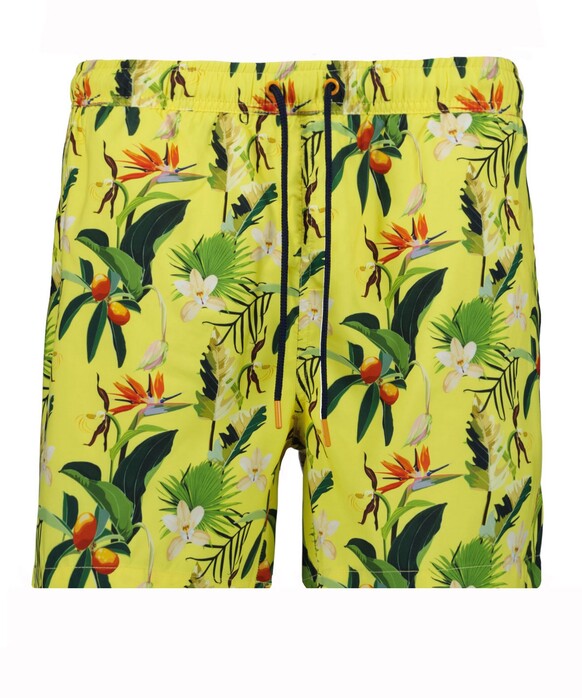 Ragman Multicolor Leaves Floral Pattern Swim Short Geel-Multi